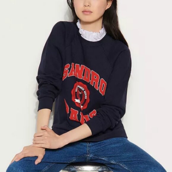Sandro Blason Ruffled Collar Layered-Look Sweatshirt XS - Picture 1 of 12